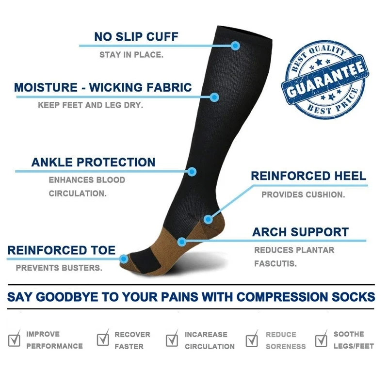 1 Pair Men Women Sports Compre - Compression Sock Medical 评论和价格