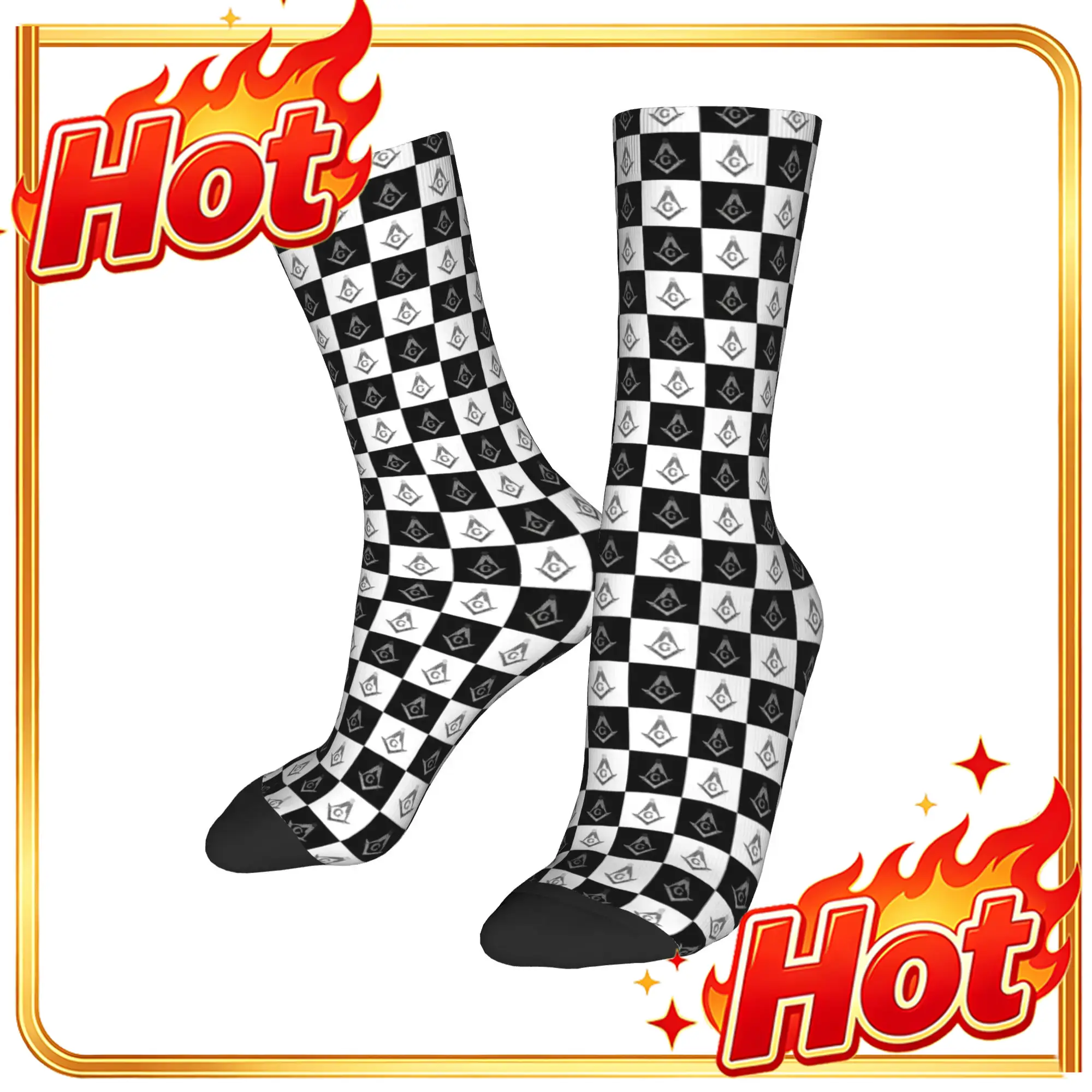 Custom Freemason Checkered Pat - Dress Sock Men 评论和价格